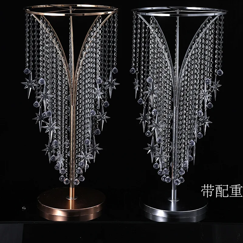 Multi-style crystal decorative ornament manufacturer new wedding table flower vessel candle holder wedding hall hotel table flow