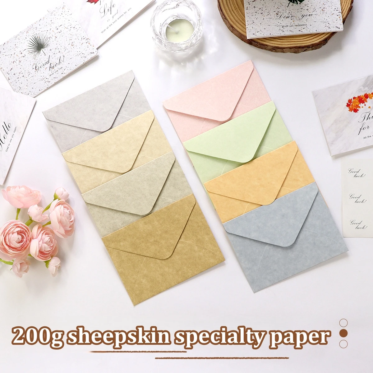 

20pcs Macaron-colored Vintage Sheepskin Texture Envelopes - Thickened Medium Gift Card Set for Wedding/Birthday/DIY Craft Greeti