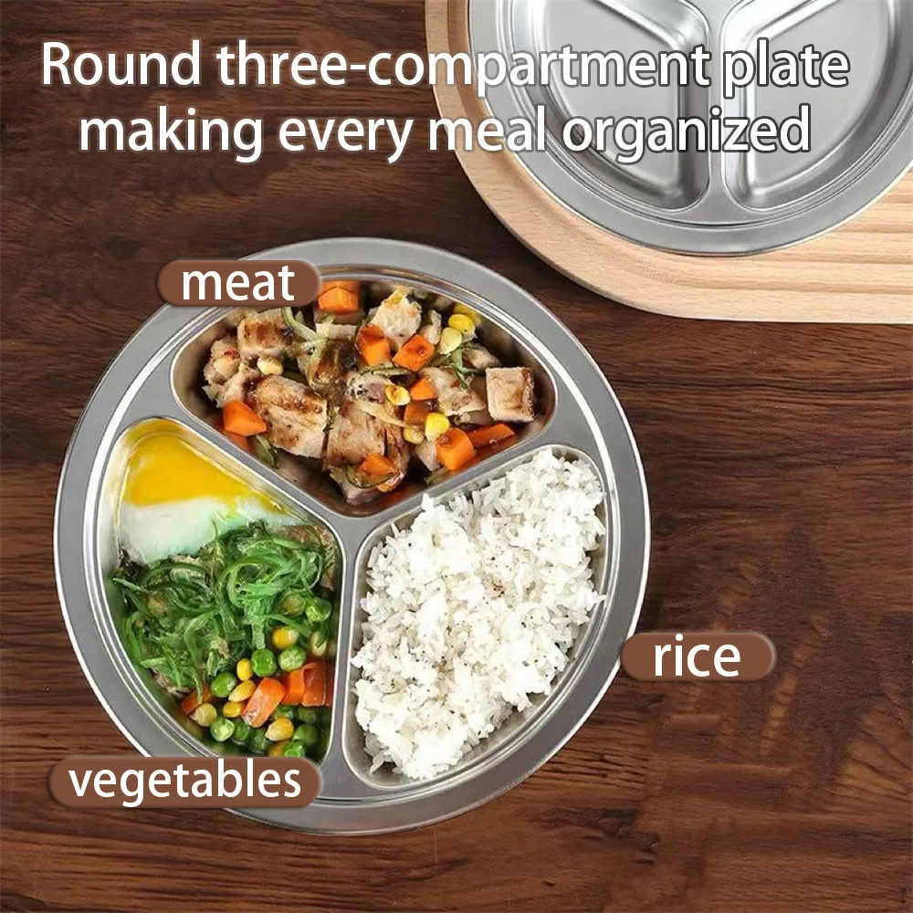 قطعة واحدة من أدوات المائدة المصنوعة من الفولاذ المقاوم للصدأ مقسمة إلى شبكات، أطباق الوجبات السريعة، أطباق طلاب المدارس، مقصف الموظفين، أطباق المطاعم #2