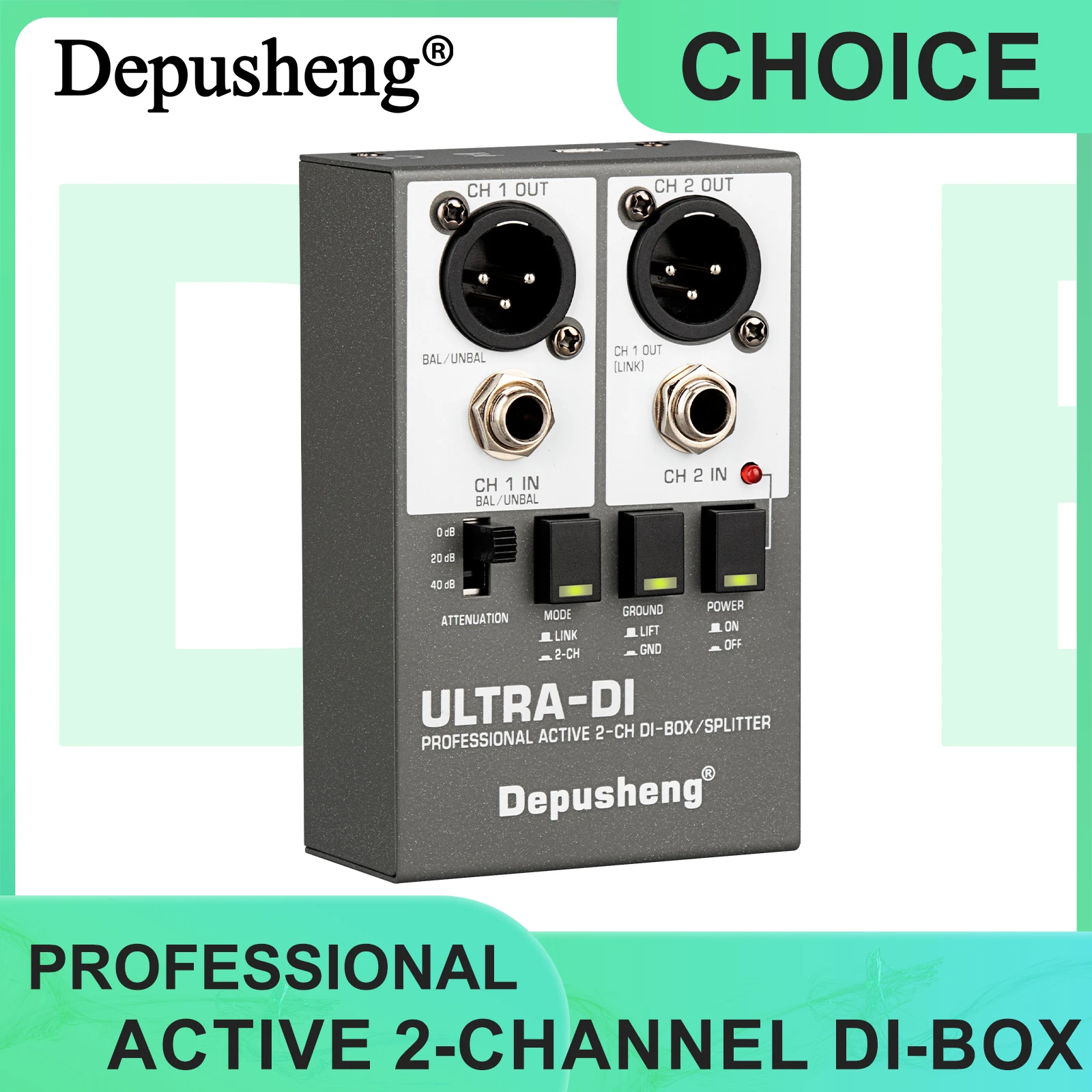 Depusheng DI BOX Active Two-Channel Audio System High Frequency Audio Equipment Electric Guitar and Stage Instruments