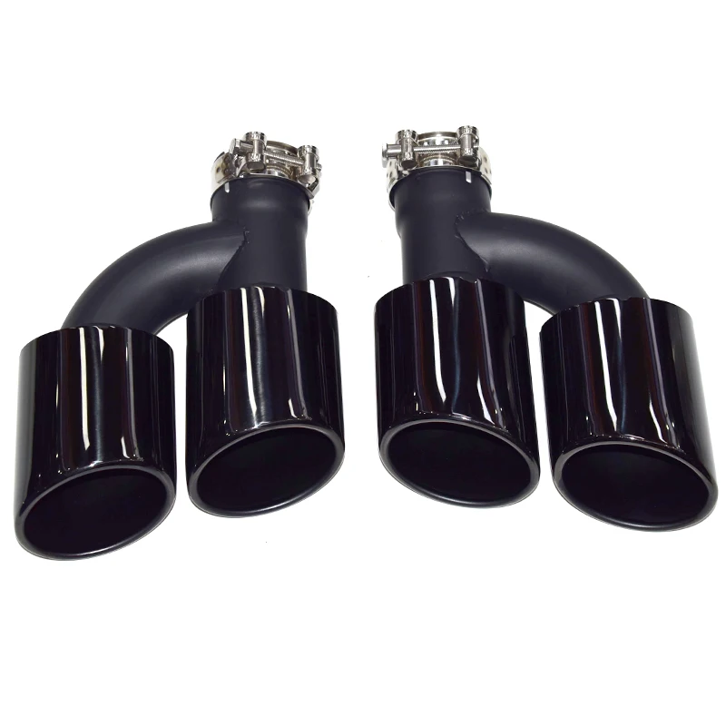 For Audi A4 A5 A6 A7 Up To S4 S5 S6 S7 Four Outlet/set Stainless Steel Car Rear Exhaust Pipe  Black Muffler Tip 60mm Tailpipe