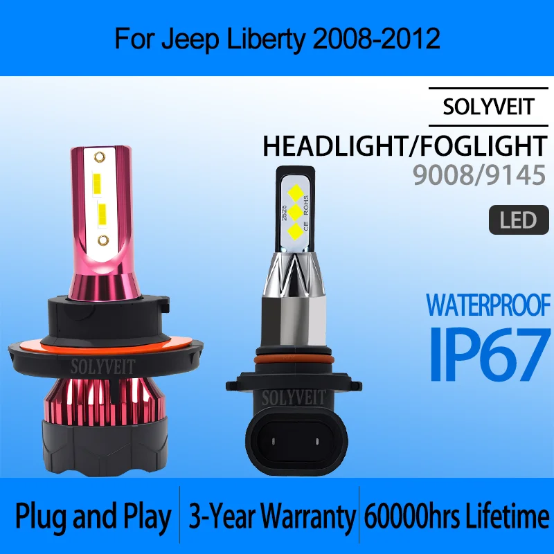 

warranty Effortless Setup for Smooth Night Driving 9008 9145 LED HEADLIGHT FOGLIGHT For Jeep Liberty 2008 2009 2010 2011 2012
