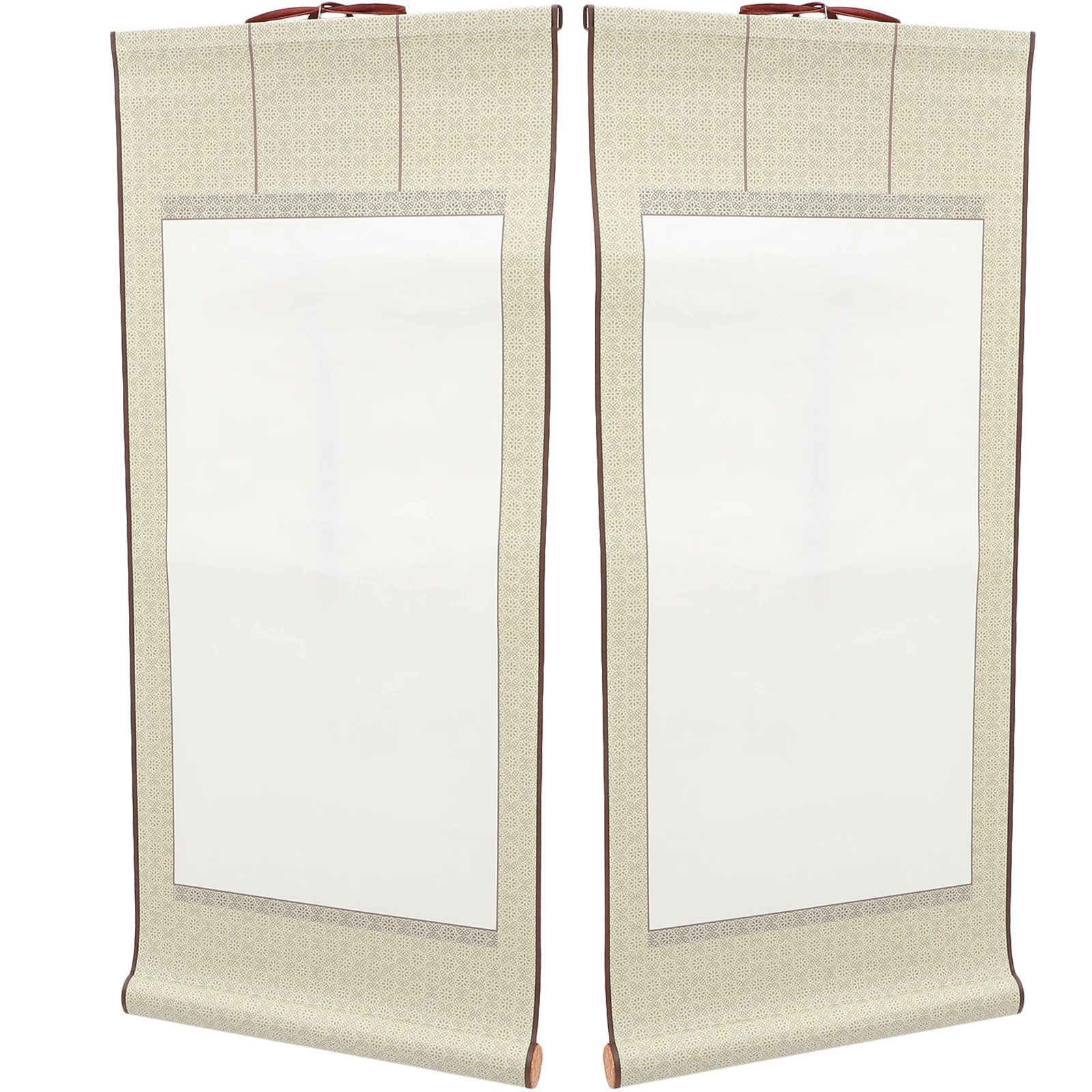 

2 Pcs Painted Scroll Painting Blank Drawing Hanging Paper Calligraphy Rice Chinese