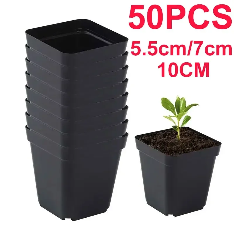 Pots de semis 50 pièces carrés plante semis-gobelet de plantation en plastique pépinière profonde arbre Pot fleur plante conteneur Pot jardin cultiver