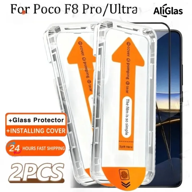 2 Stück One-Click-Schutzfolie aus gehärtetem Glas für Xiaomi F8 Ultra, Displayschutzfolie für Xiaomi Poco F8 Pro, 9H, kratzfest, High Definition