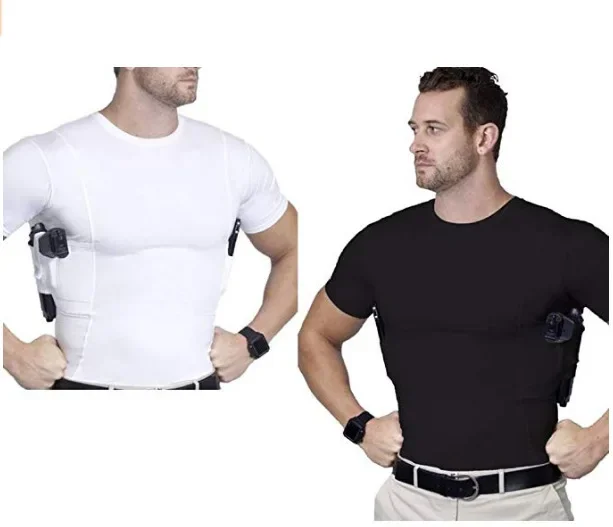 Taktische Kleidung verborgen tragen T-Shirt Pistole Holster taktische Kurzarm Shirt Pistole Holster für Männer Frauen unsichtbar tragen