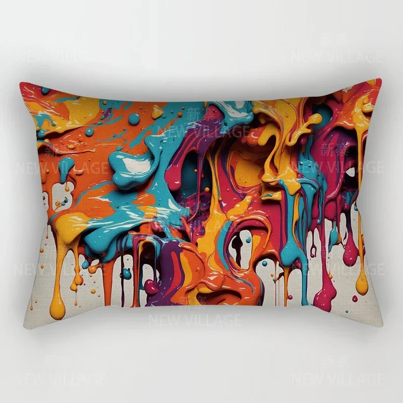 Paint Splatter Throw Pillow,Soft Square Cushion Case for Couch Sofa Bed Bedroom Living Room 30x50cm 40x60cm 50x70cm 48x74cm