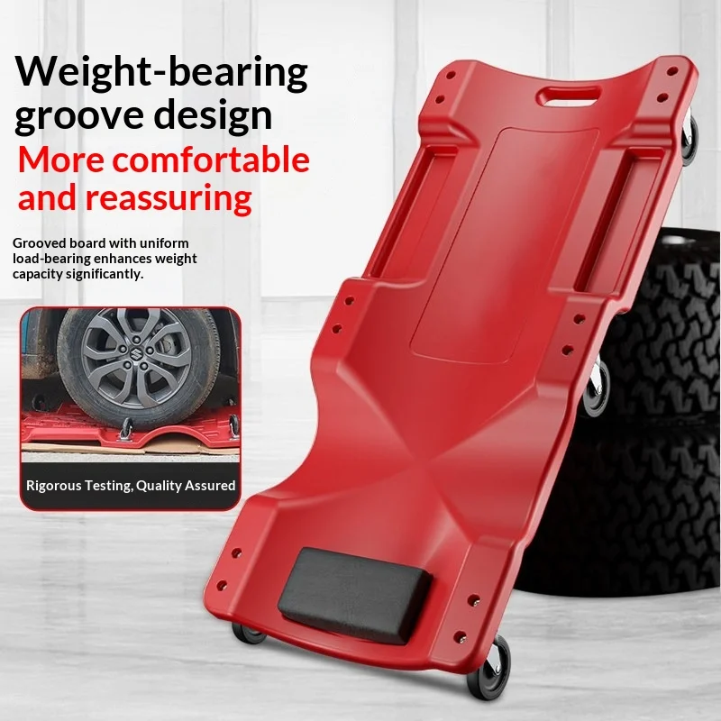 

Car Mechanic Creeper Heavy Duty Low Profile Rolling Padded Adjustable Headrest Steel Frame Swivel Casters Garage Car Repair