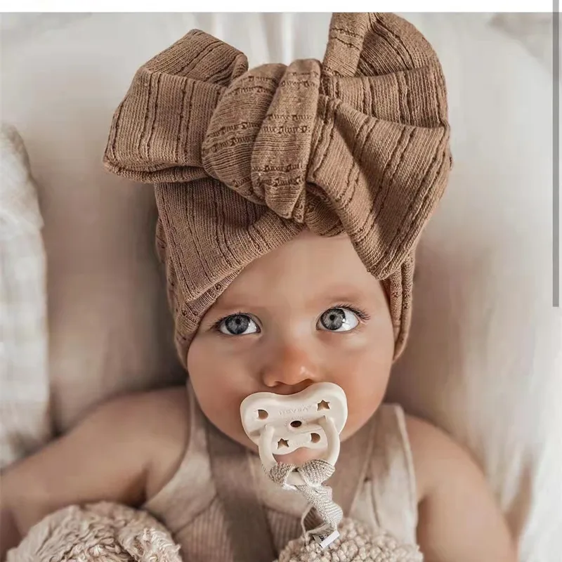 Baby Headband Newborn Baby Girl's Headwear Hair Accessories Knit Big Bow Double Layer Kids Headwrap Turban Headdress