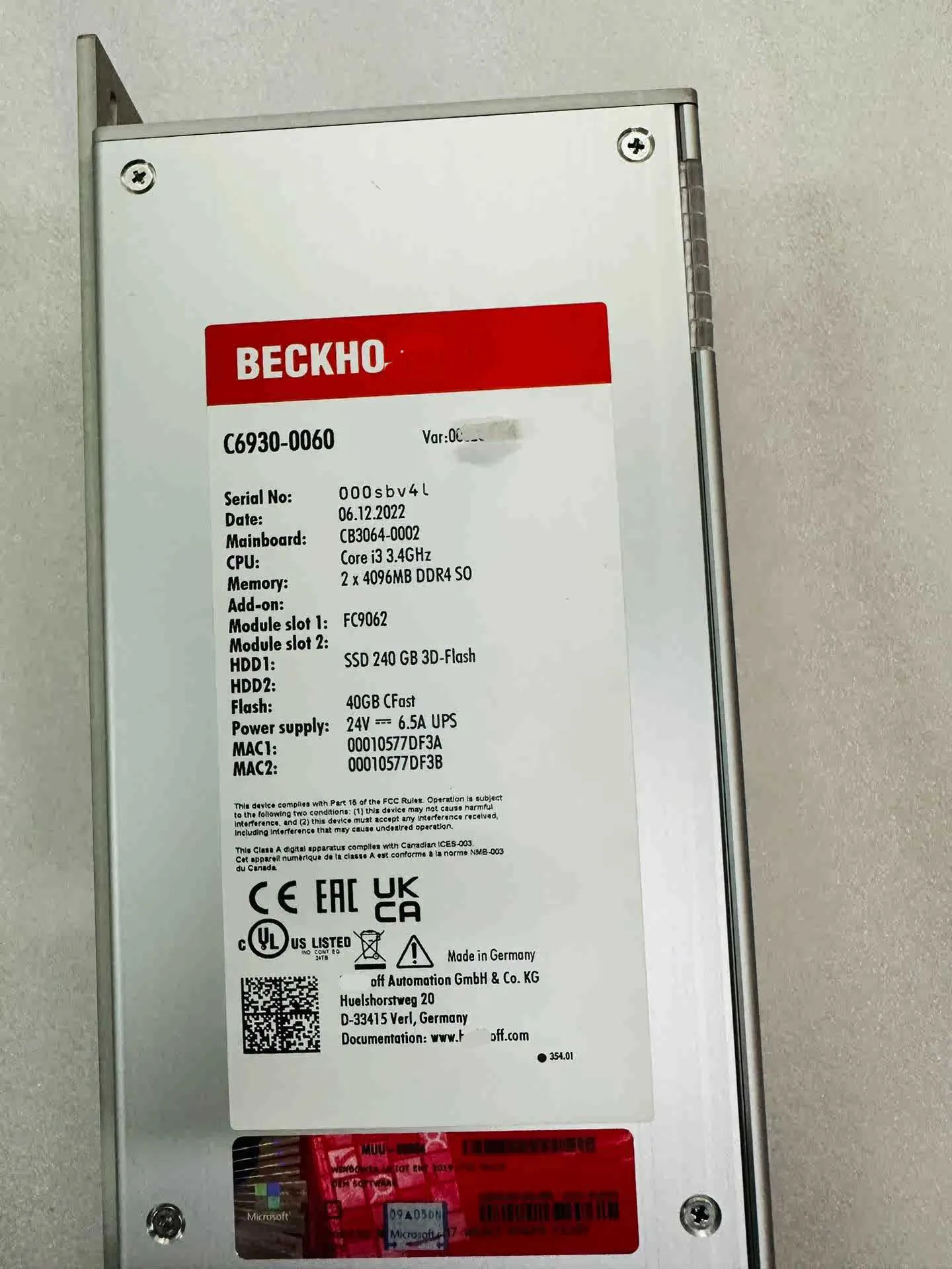 C6930-0060 Промышленный контроллер для Бекшофа