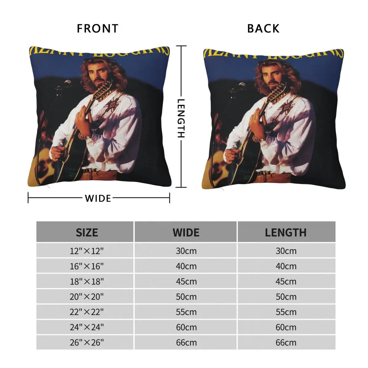 Kenny Loggins Guitar Square Pillowcase Polyester Linen Velvet Printed Zip Decor Bed Cushion Case Wholesale