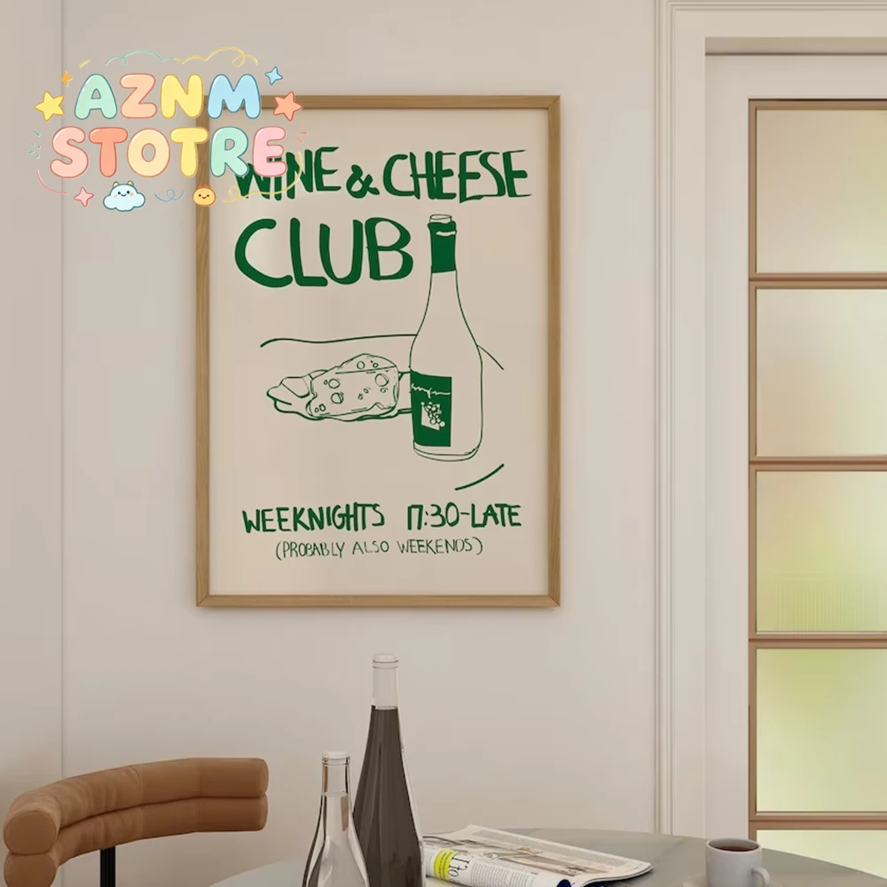 Pósteres de arte de pared con citas vintage sobre vino y queso, estilo moderno de mediados de siglo, para decoración del hogar, cocina y habitación