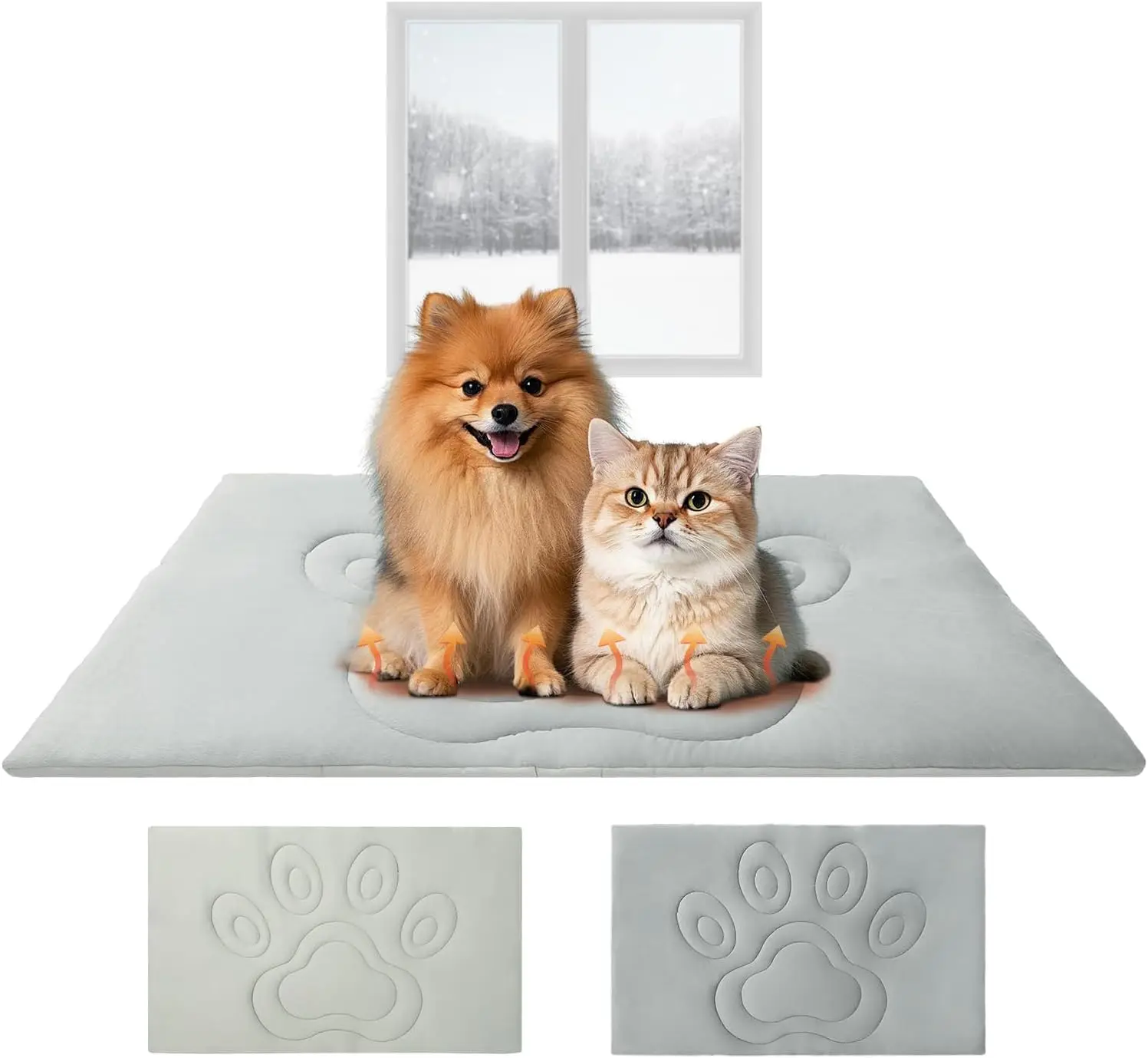 

Двусторонний коврик для кровати для собак 47 x 28 дюймов, прохладный и теплый, толстый моющийся флисовый коврик для напольного ящика для питомника