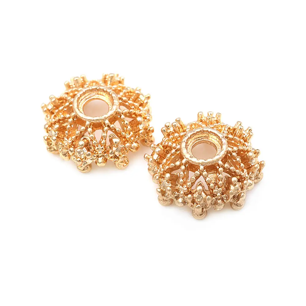 8MM 10MM 12MM 14MM 16MM 18K Gold Farbe Messing Blume Perlen Kappen Hohe Qualität Halskette Ohrringe Schmuck Zubehör – Detail 24