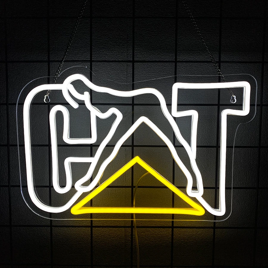 Cat Style Neon Sign For Wall Decor,Led Neon Light For Yoga Room Decor,Man Cave,Garage,Workshop,Gift For Man,Mechanics,Friends