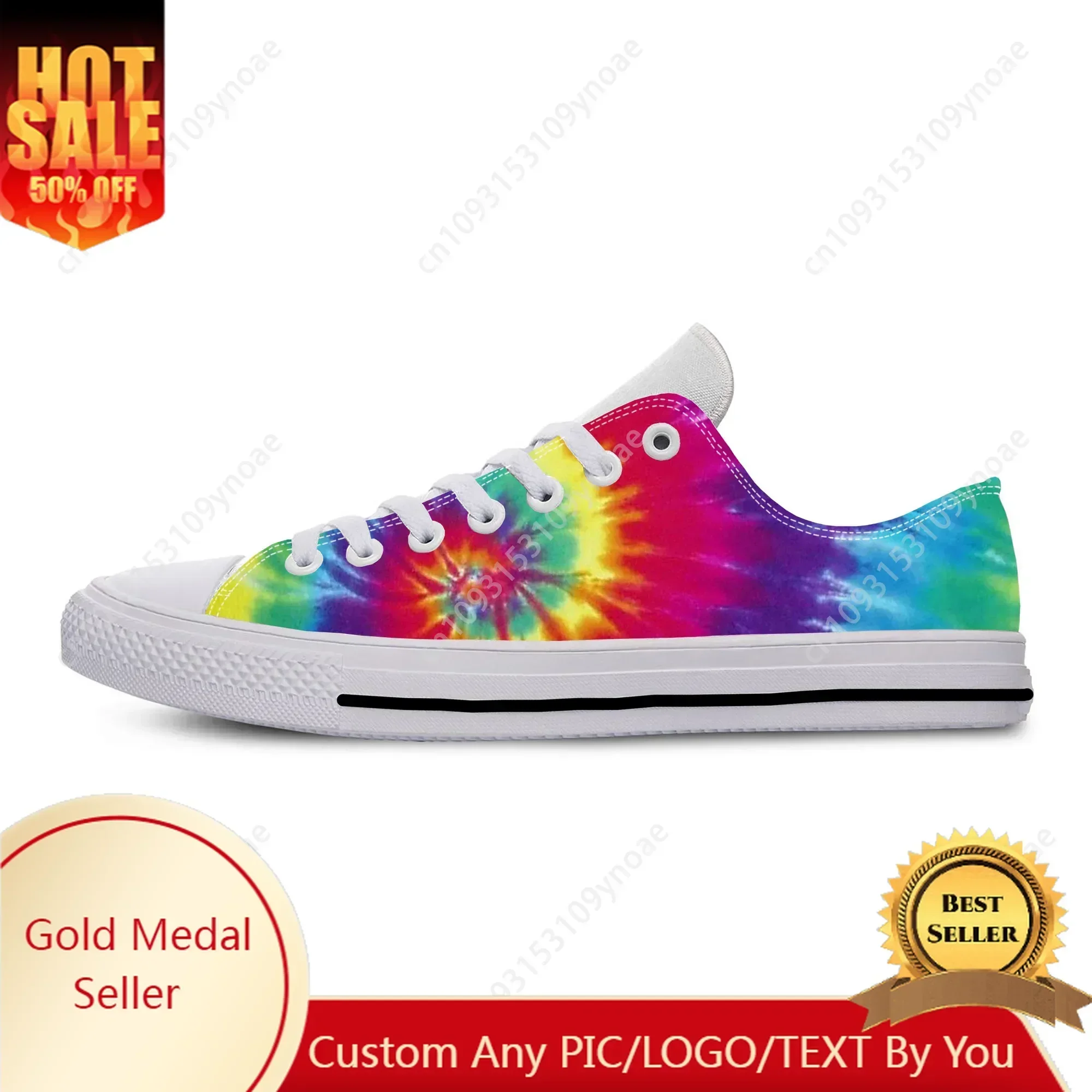 Anime Cartoon Tie Dye Pattern Aesthetic Fashion Casual Cloth Shoes Low Top Lightweight Breathable 3D Print Men Women Sneakers