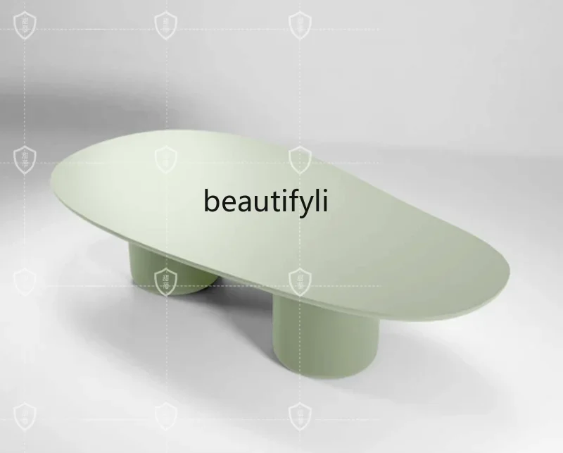 

Modern minimalist Italian cream style dining table, special-shaped designer dining table, Nordic desk