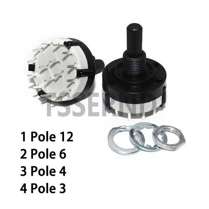RS26 Switch Band Selector 1 Pole Position 12 Selectable Band Rotary Channel Selector Switch Single Deck Rotary