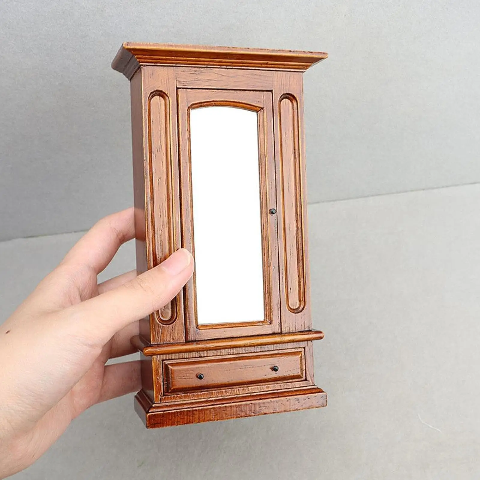 Miniature Dollhouse Furniture Wood Wardrobe Mini Doll Armoire 1:12 Scale