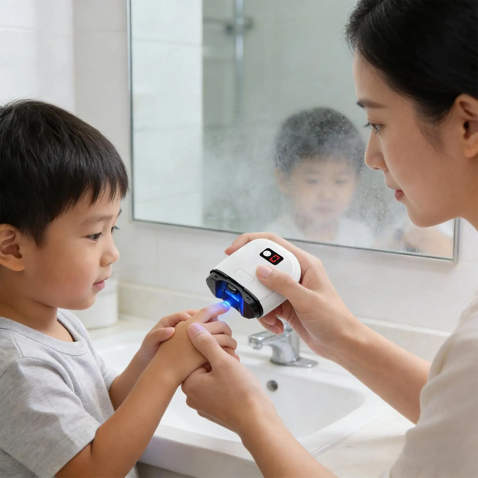 Automatischer Nagelknipser mit LED-Licht, elektrischer Polierer und Maniküre-Schleifer für Babys, Senioren, Finger- und Zehennägel, Maniküre – Detail 5