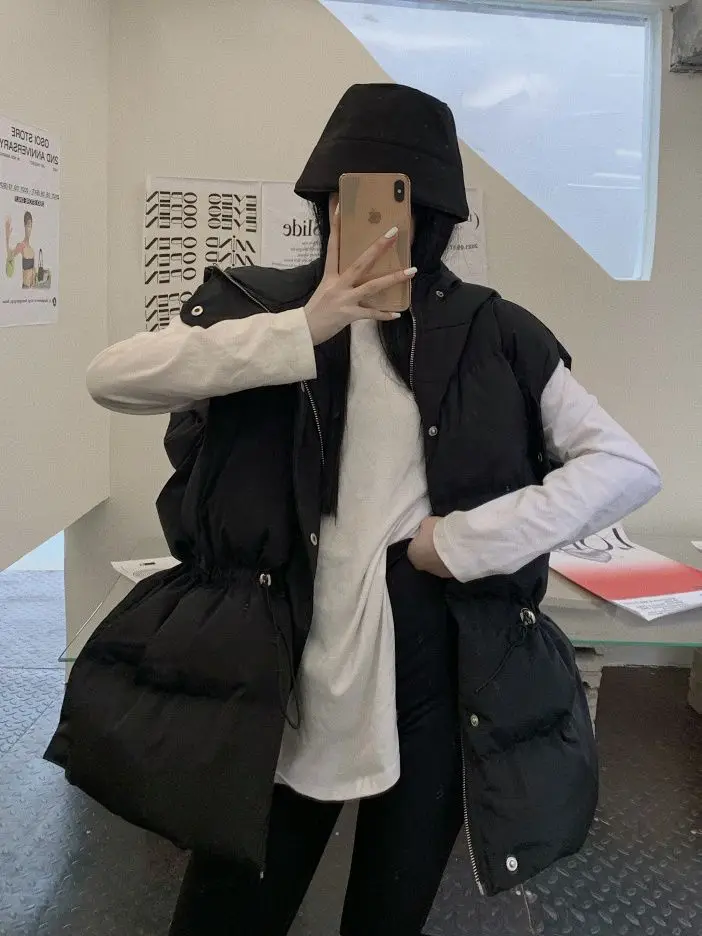 2025 Autumn and Winter New Loose Shoulder Thickened Jacket Wearing Down Cotton Vest Coat for Women