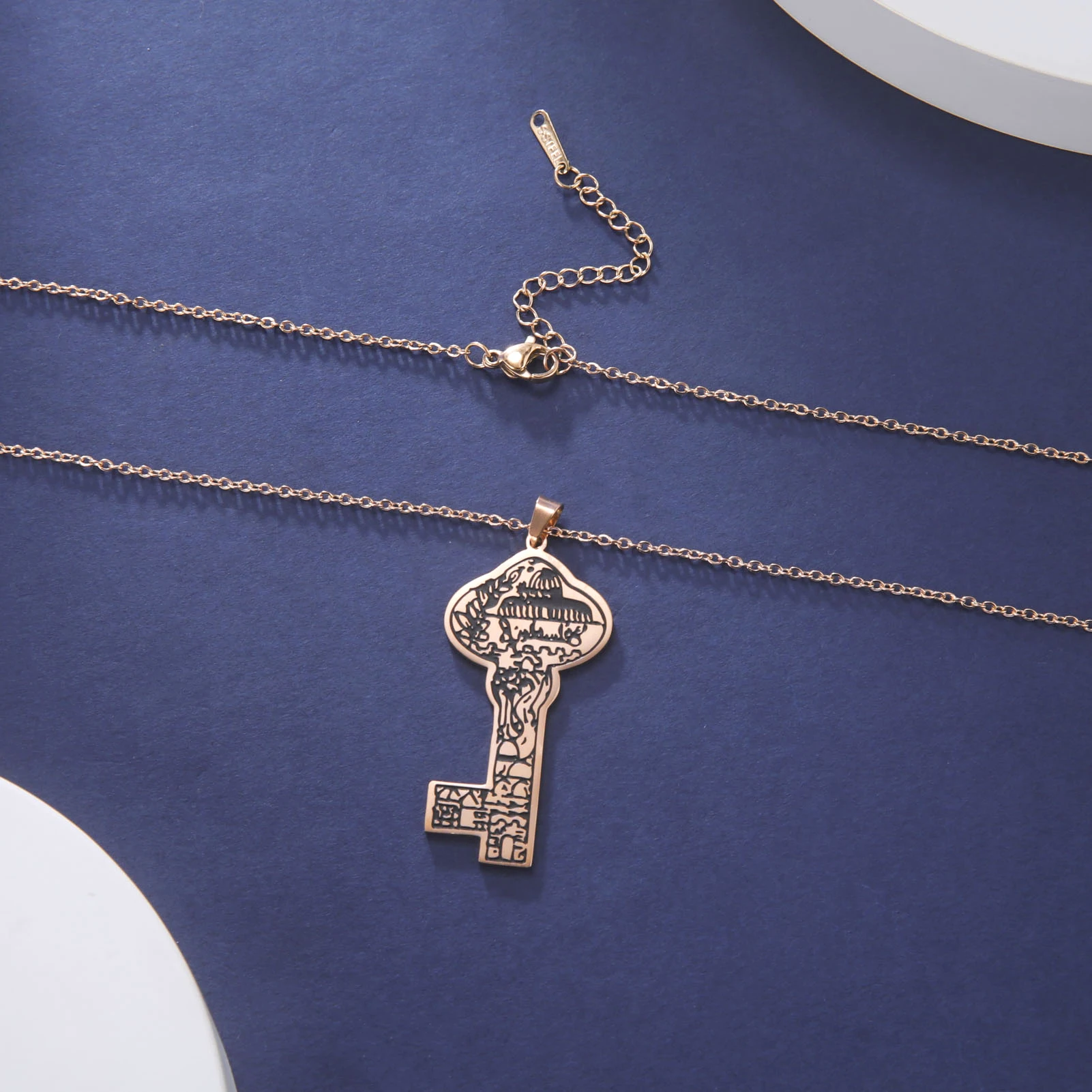 Cazador Vintage Arabic Islamic Key Pendant Necklace for Women Men Stainless Steel Chain on Neck Jewelry Wholesale Mother Gift view 4