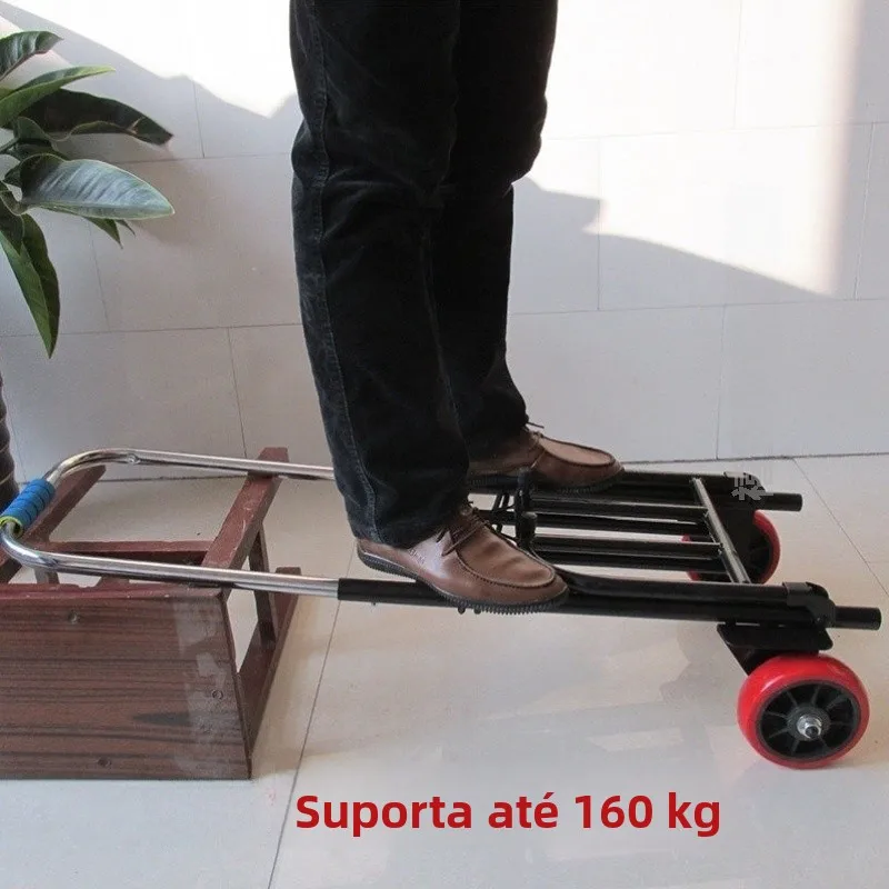 ポータブル手引き荷物カート頑丈なショッピングトロリー拡張可能なハンドルステンレス鋼製ハンドカートコンパクト貨物車両