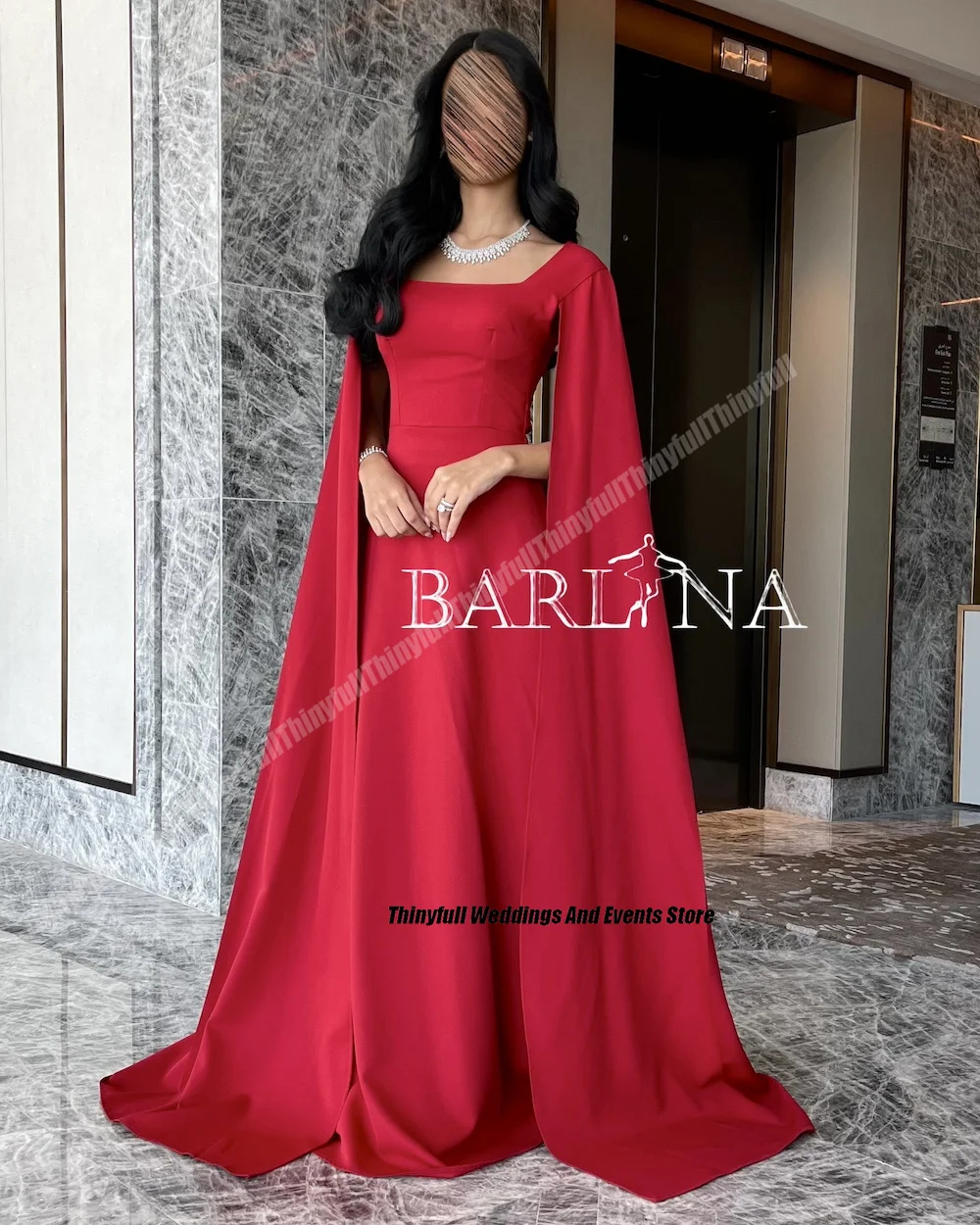 Thinyfull A-line Satin Arabia Prom Dresses Cap Sleeves Square Collar Evening Party Gowns 2024 Dubai Formal Occasion Dress