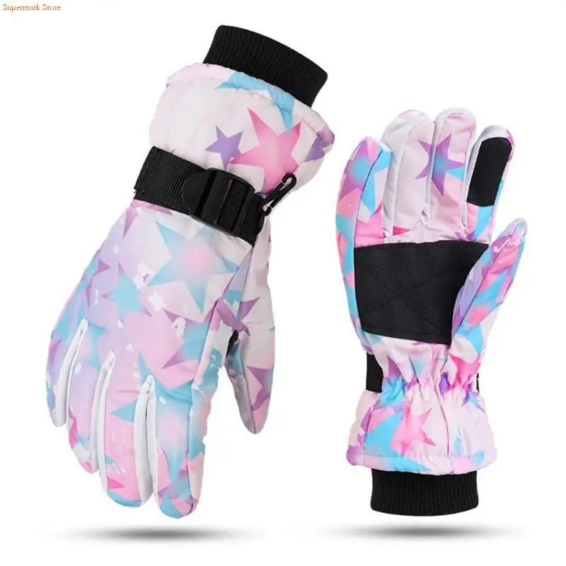 Q5WE Unisex Cold Weather Windproof and Waterproof Snow and Ski Gloves Touching Screen Anti-Slip Thermal Gloves Warm Lining