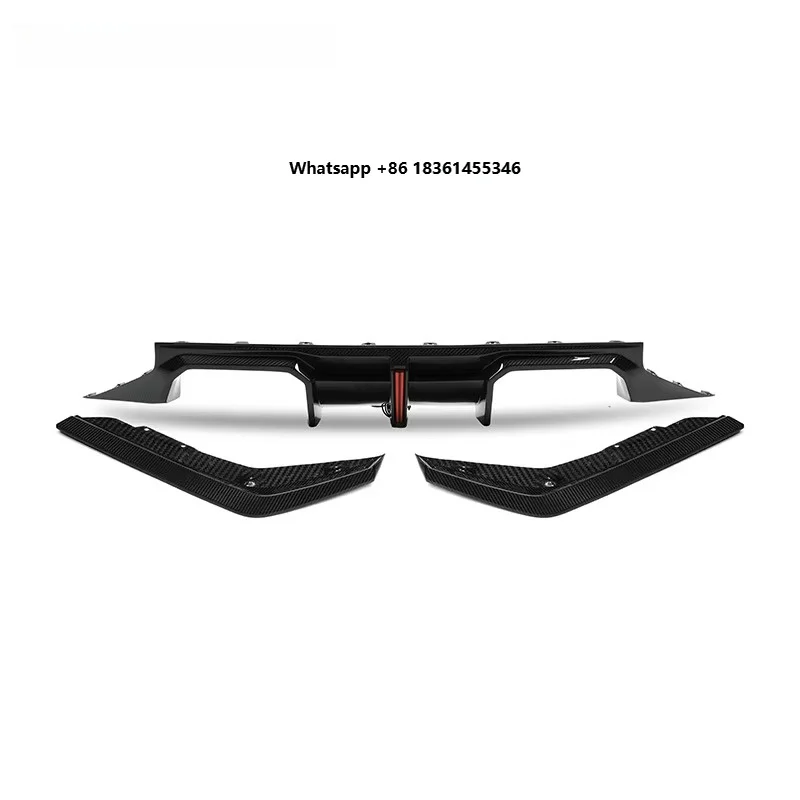 For M2 G87 2023-in Rear Diffuser Rear Side Spat High Quality Dry Carbon Fiber TR style with lights LED Diffuser Splitters