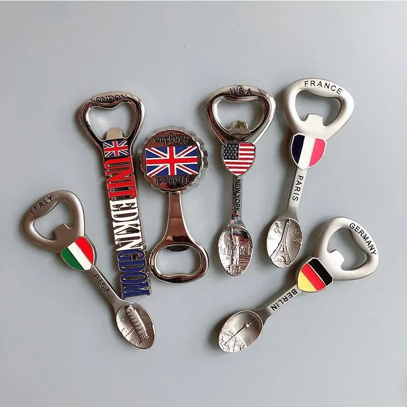 Export Switzerland France United Kingdom United States Europe Travel Crafts Souvenirs Refrigerator Sticker Metal Bottle Opener