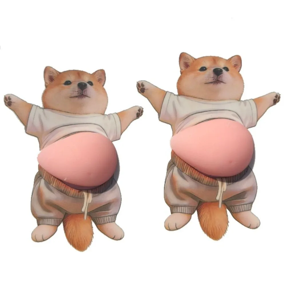 Chubby Shiba Inu 3D Shiba Inu Stickers Squeezable Ultra-soft Dog Belly Sticker Dog Belly Sticker Silicone Self-Adhesive