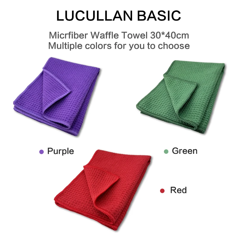 Lucullan-toallas de gofres de súper absorción, paño de tejido de microfibra para limpieza de vidrio, 30x40cm