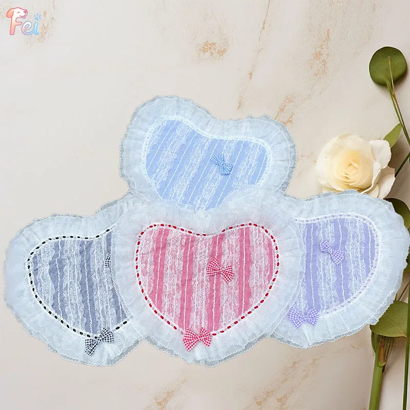 

Premium Lace 3D heart shape Embroidered Dog Seat Cushion Heavy-Duty Outdoor Puppy Cushion for Photography Session
