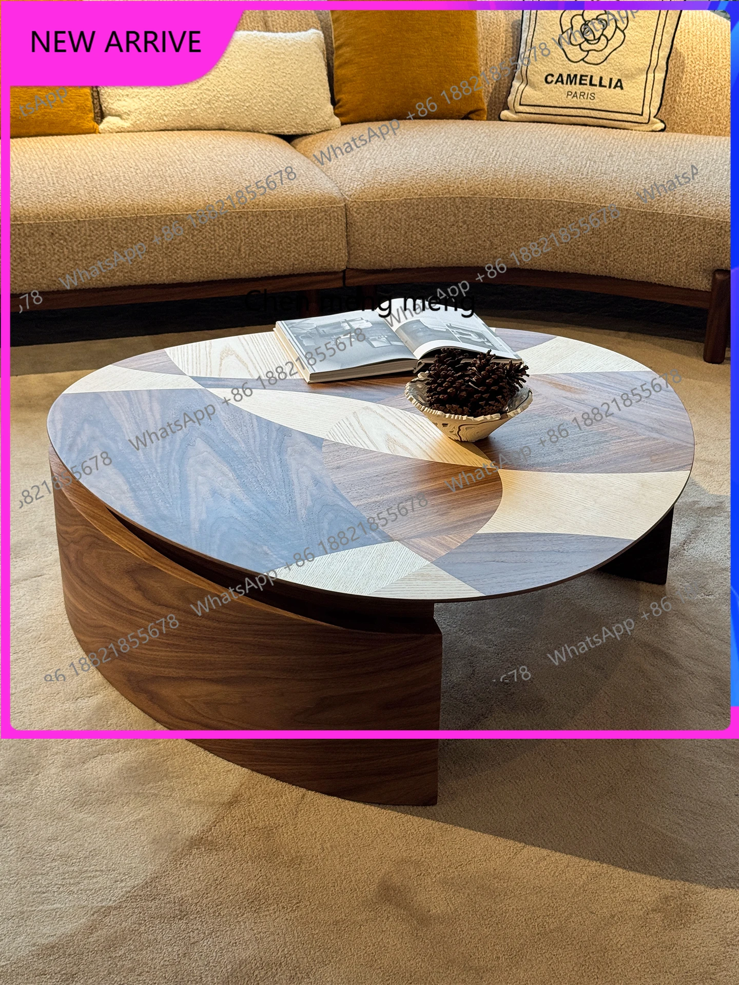 

Medieval special-shaped coffee table, walnut-colored small apartment, living room, household tea table, painted A