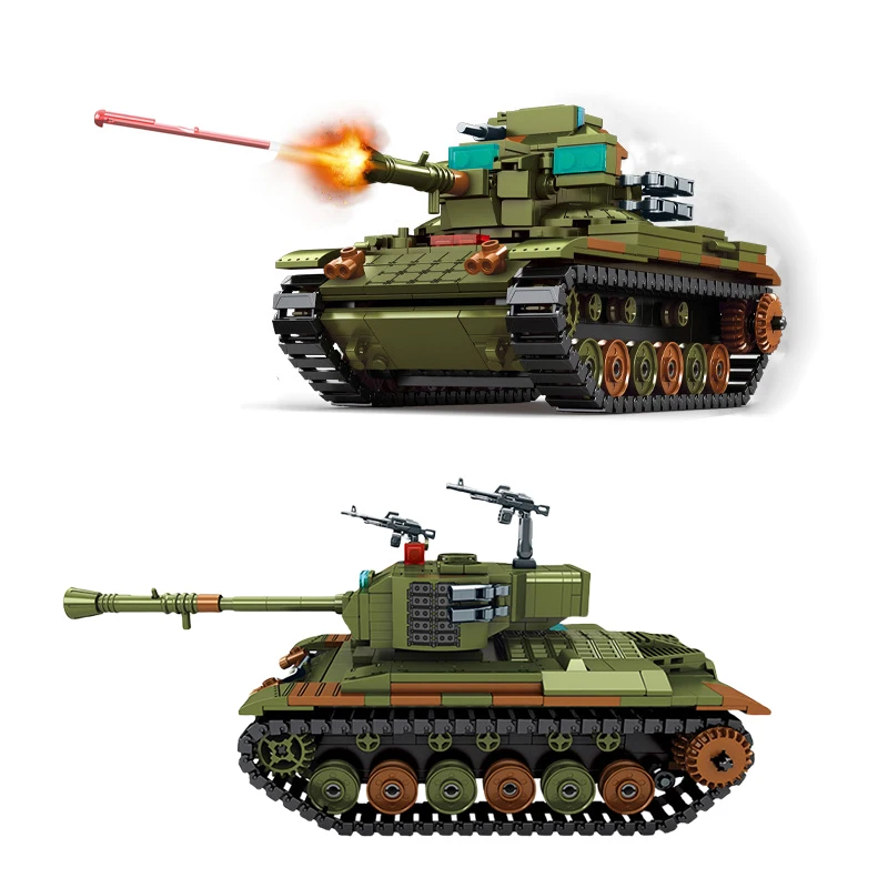 

SEMBO Building Blocks Deformation US M46 Heavy Tank Model M60 Launcheable Shell Children's Assembly Brick Toy Christmas Gift