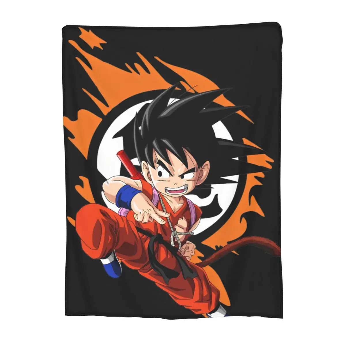 

2026 Dragon Ball Kid Goku Kamehameha School Flannel Blanket Super Saiyan Retro Badge Print Soft Warm Throw Blanket for Sofa Bed