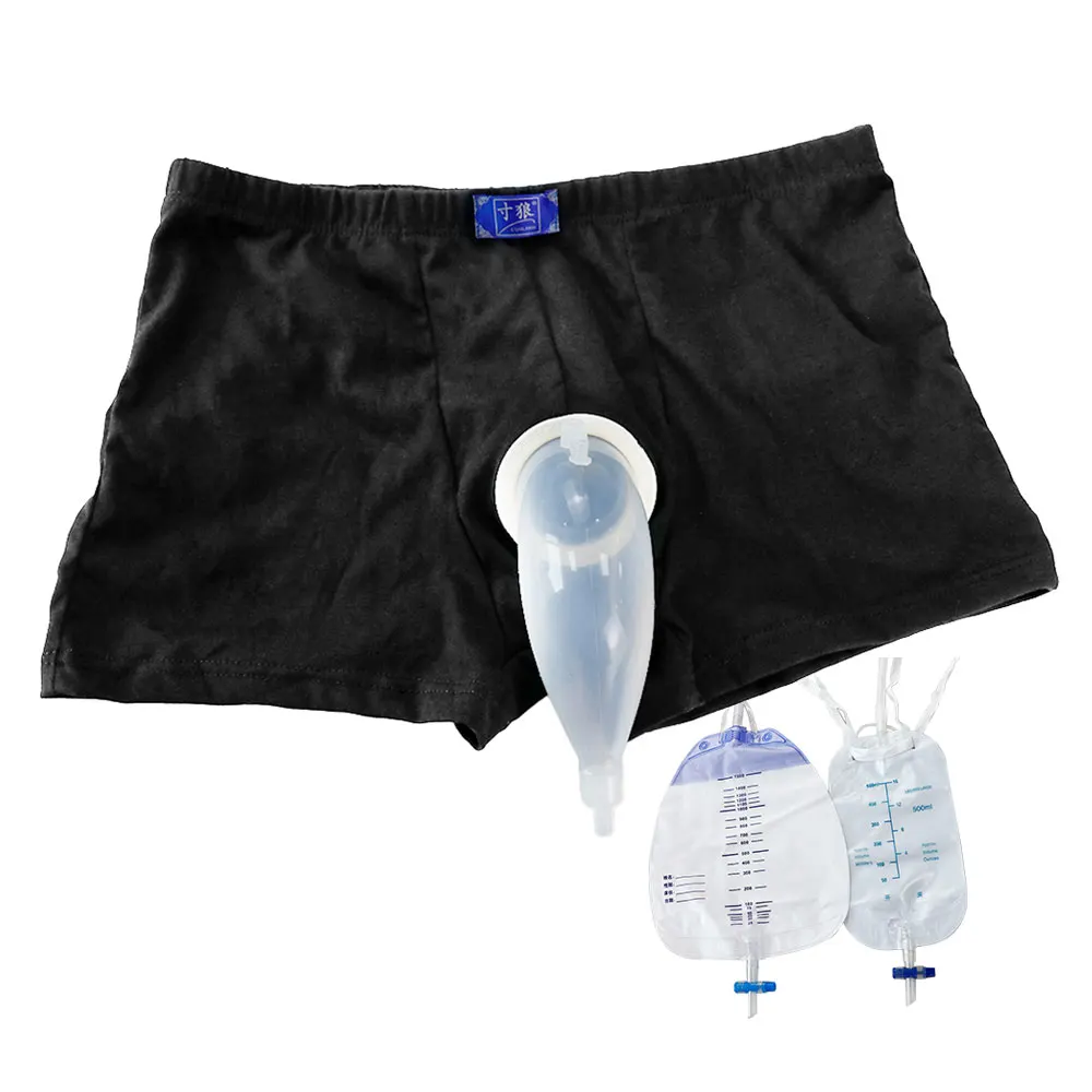 Reusable Male Silicone Urine Collector for Elderly Men Standing Wearable Comfort Pee Bag Portable Collection Incontinence Pants
