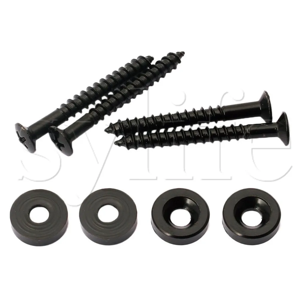 15mm Dia Black Guitar Bass Neck Joint Ferrules/Bushings Complete with Matching Screws Pack of 4