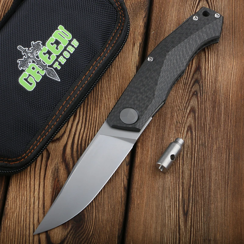 

Green thorn folding knife, PERO, VG10 blade + carbon fiber 3D handle camping outdoor fruit folding knife EDC tool