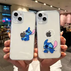 Etui na telefon Disney Stitch Reflection do iPhone'a 16 15 14 ProMax 13 12 Mini 11 Pro XR XS 7 8 Plus Y2K Girl Shockproof Clear Cover