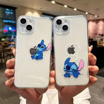 Disney dikiş yansıma telefon kılıfı için iPhone 15 14 13 12 11 Pro Max XR XS X 12 13 MINI 7 8 artı Y2K kız darbeye temizle kapak