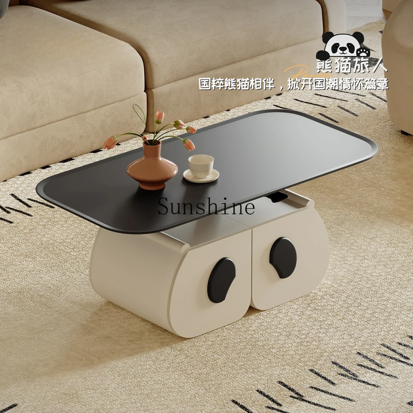 Modern simple and creative personality small apartment can be lifted coffee table dining table integrated dual-purpose