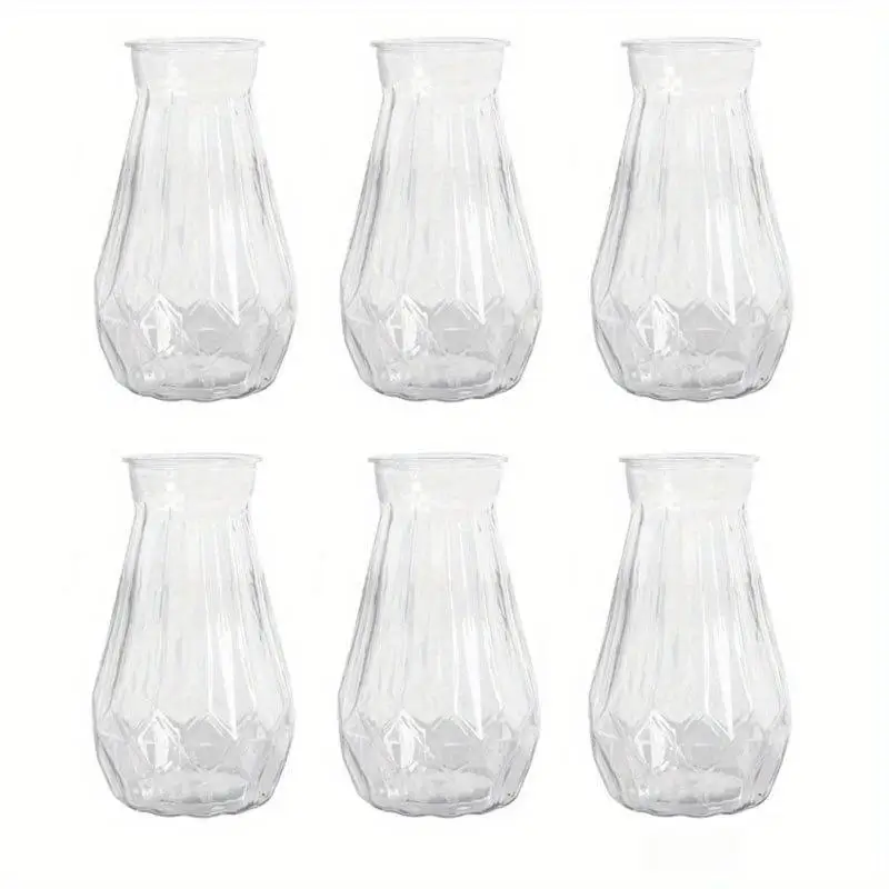 Clear PET Diamond-Pattern Vase, 15x8cm, Shatterproof, For Hydroponics & Fresh Flowers