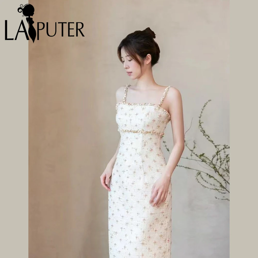 Niedliche Spalte-Blumen-Abendkleider, Empire-Stil, Mädchen-Abschlussballkleid, Muschelperlen, Perlen, Wolle, beige, formelles Kleid für Promis