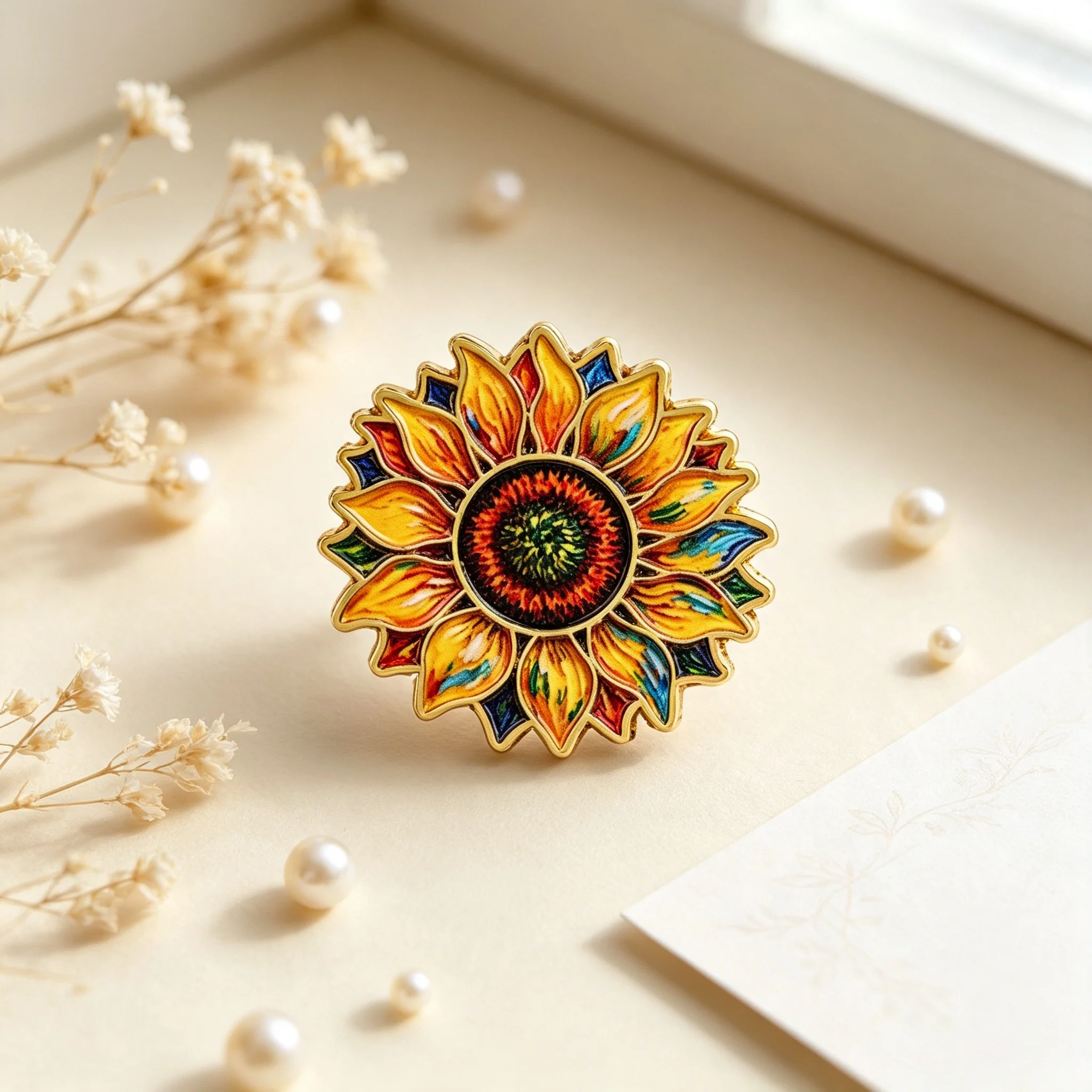 Vintage Gothic & Countryside Enamel Pins Sunflower Brooch Lapel Pin Badge on Clothing Accessory Fashion Jewelry Gift For Friend