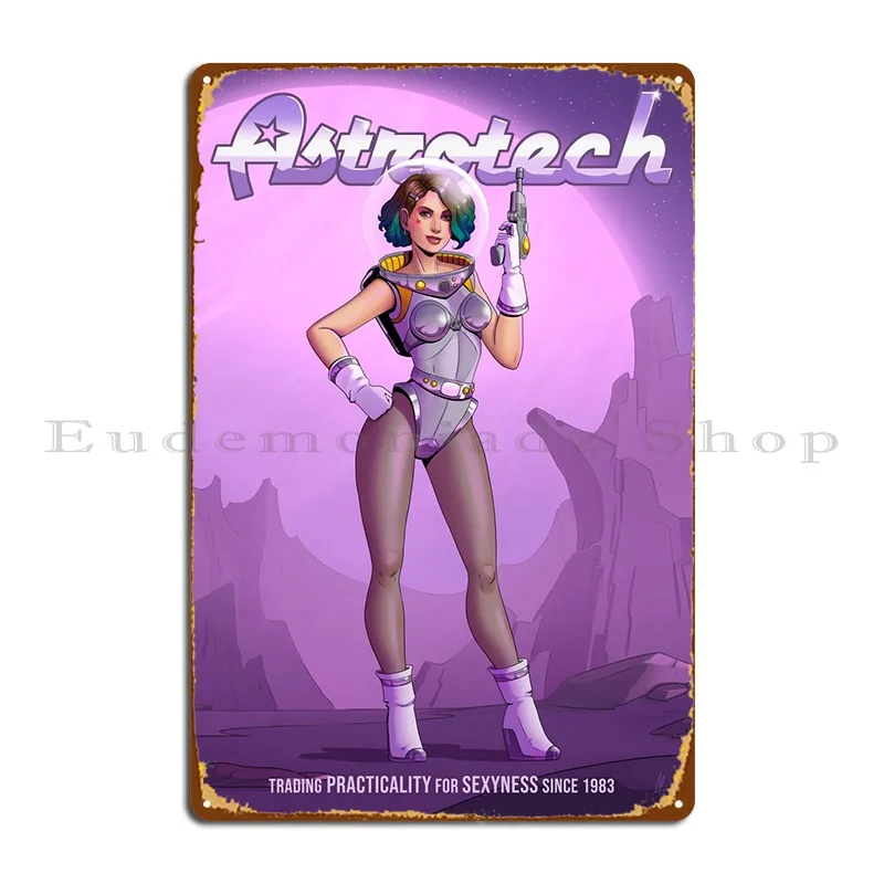 Astro Pinup 8 Metal Plaque Poster Designing Party Custom Kitchen Living Room Tin Sign Poster