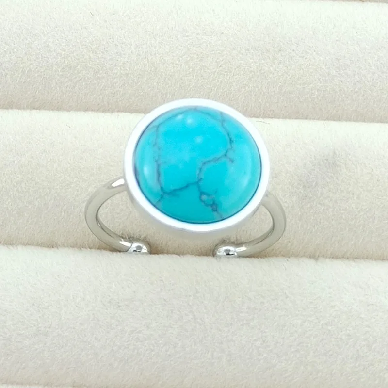 Cincin baja tahan karat batu alam warna-warni antik untuk wanita, cincin Boho hadiah perhiasan pernikahan dapat disesuaikan