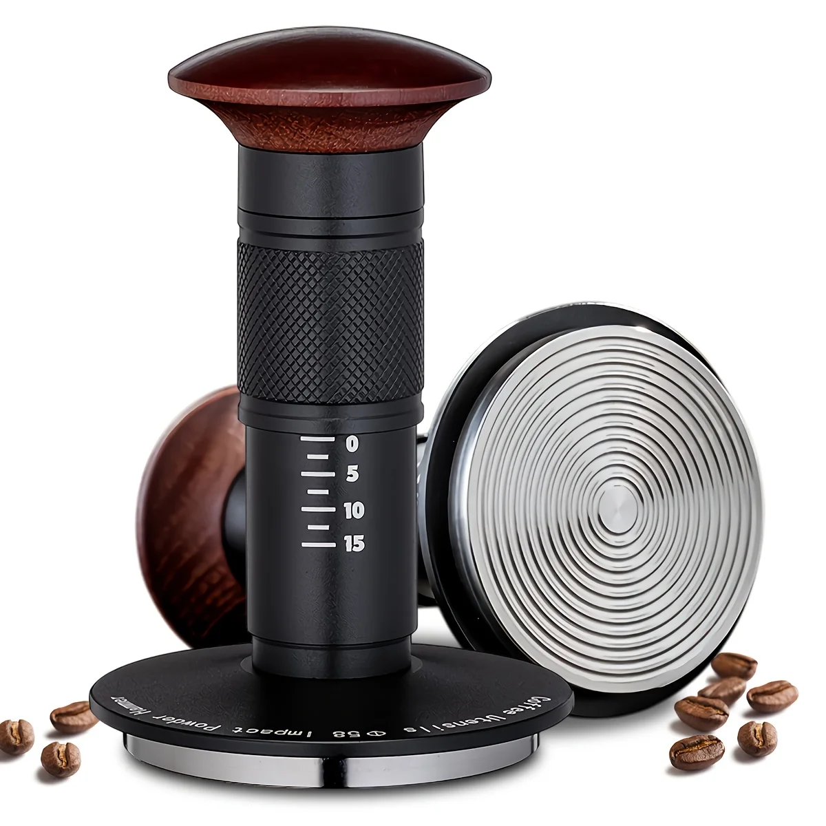 

51/53/58mm Espresso Coffee Tamper with 3 Spring Loaded, Espresso Tamper 30lbs Espresso Hand Tamper, Adjustable Depth Ripple Base