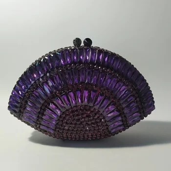 西苑奢華亮片手拿包 水鑽晚餐包 鑽石手提包 女士婚禮派對鑽石晚宴手拿包 8 最佳銷售 淡紫色袋子 - №7